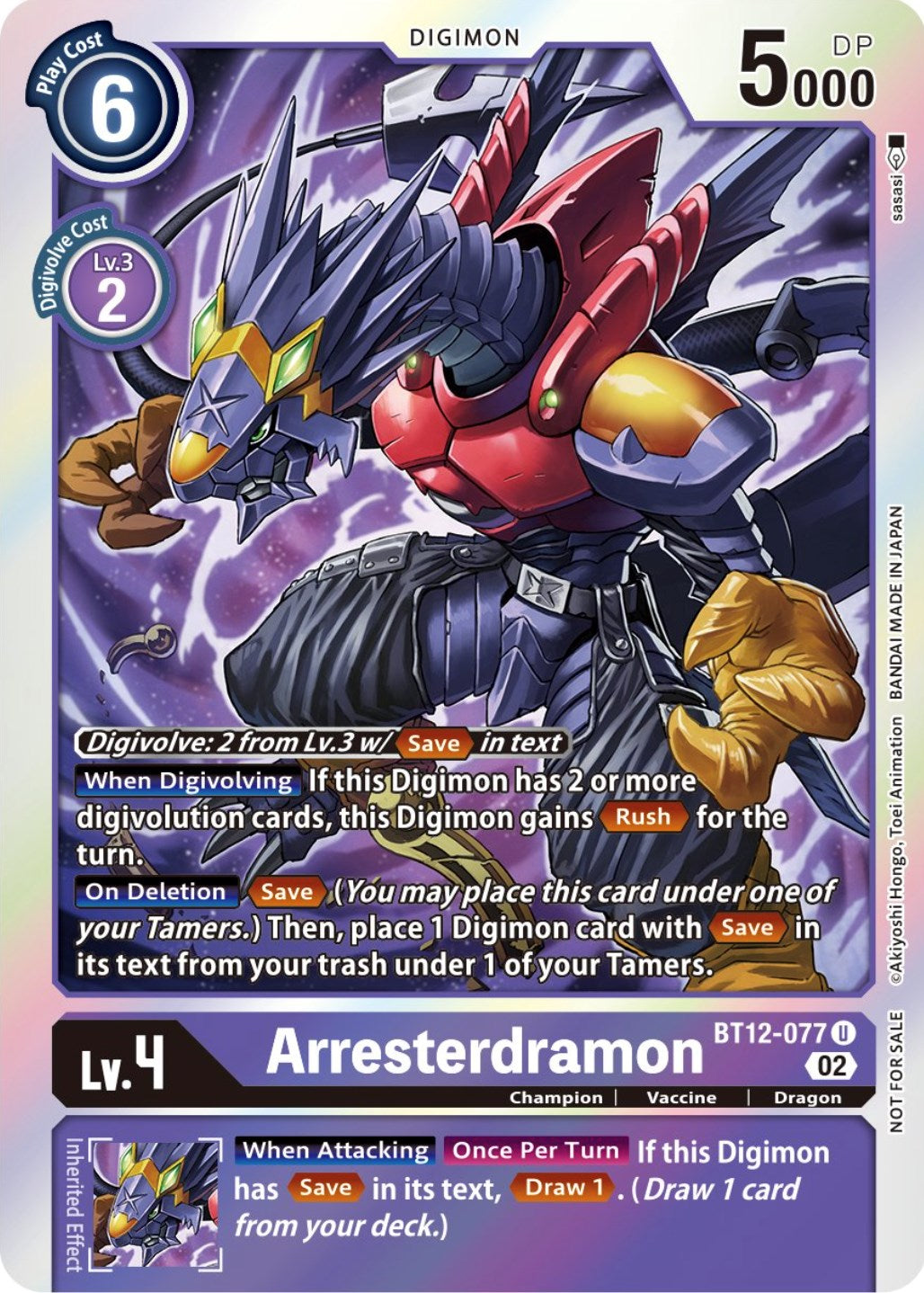 Arresterdramon [BT12-077] (Box Topper) [Across Time] | Anubis Games and Hobby