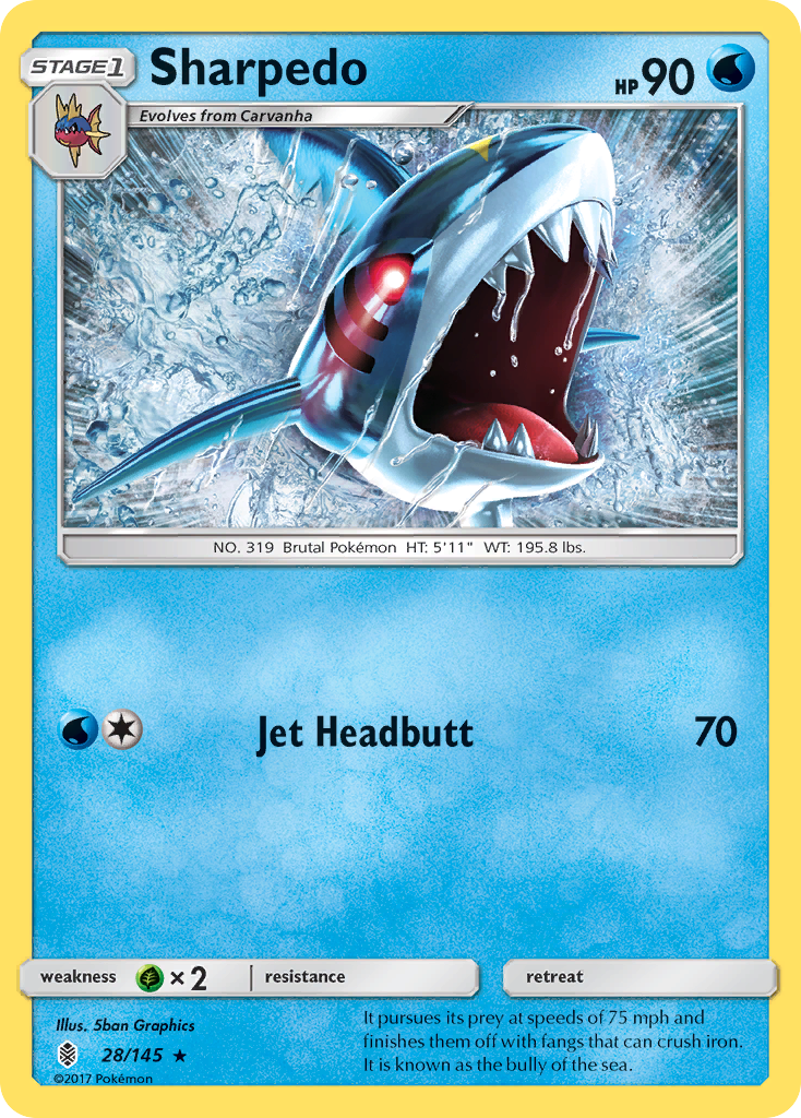 Sharpedo (28/145) [Sun & Moon: Guardians Rising] | Anubis Games and Hobby