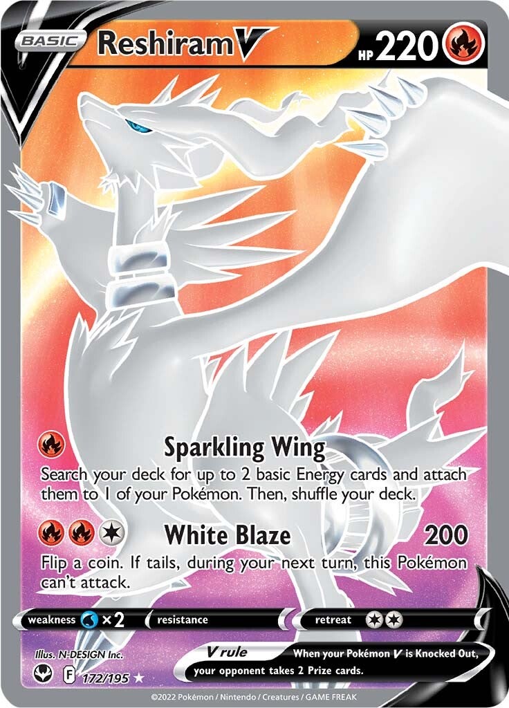 Reshiram V (172/195) [Sword & Shield: Silver Tempest] | Anubis Games and Hobby