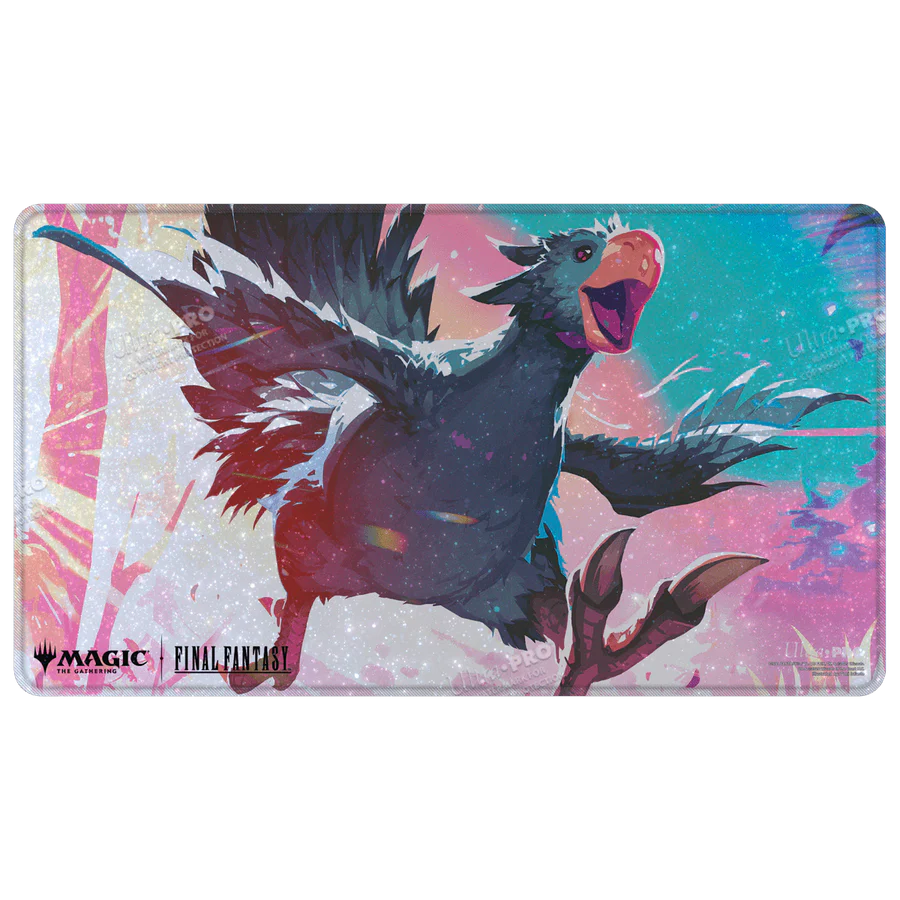 MTG x FF Holofoil Playmat - Traveling Chocobo (Black) | Anubis Games and Hobby