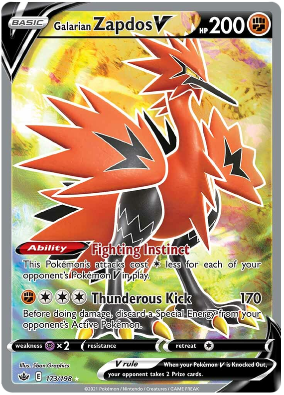 Galarian Zapdos V (173/198) [Sword & Shield: Chilling Reign] | Anubis Games and Hobby