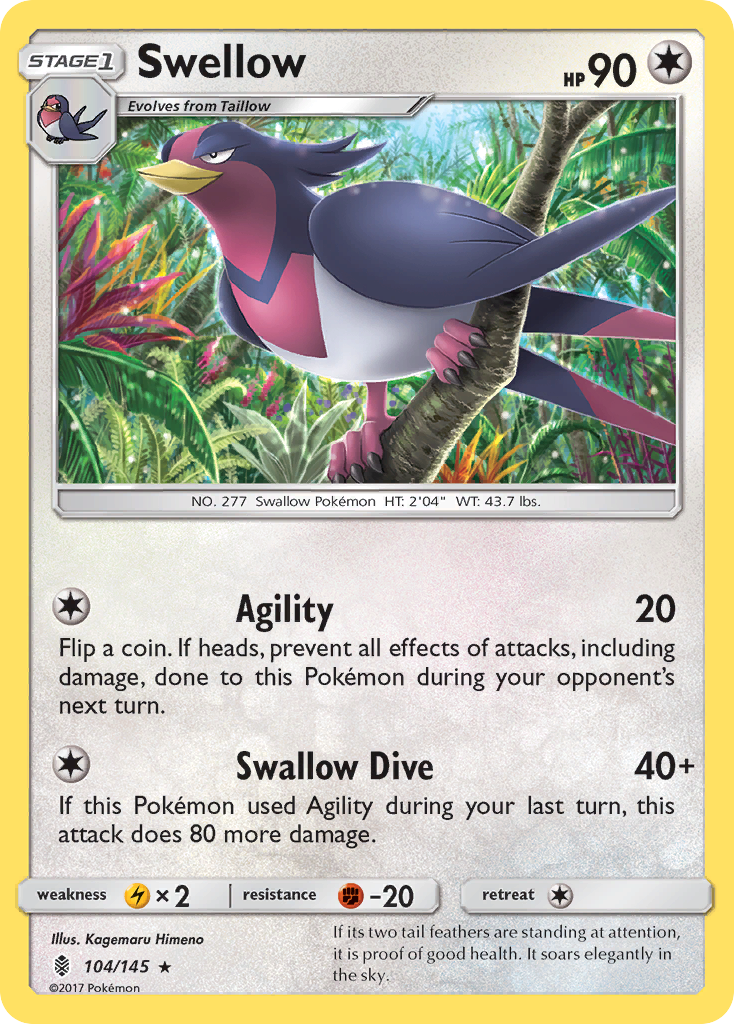 Swellow (104/145) [Sun & Moon: Guardians Rising] | Anubis Games and Hobby