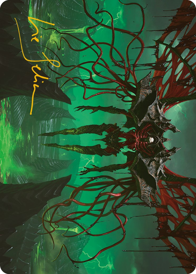 Archfiend of the Dross Art Card (Gold-Stamped Signature) [Phyrexia: All Will Be One Art Series] | Anubis Games and Hobby