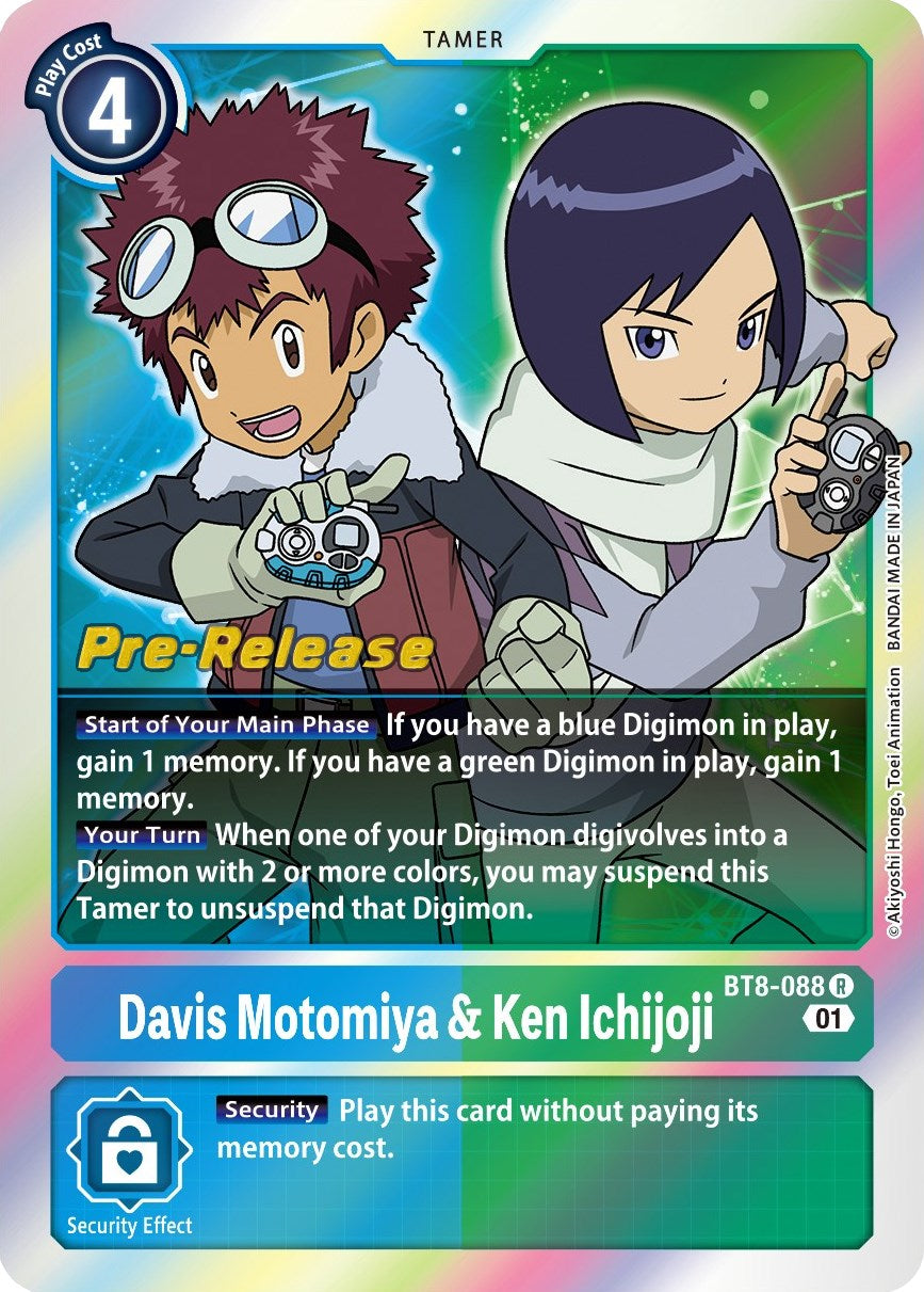 Davis Motomiya & Ken Ichijoji [BT8-088] [New Awakening Pre-Release Cards] | Anubis Games and Hobby