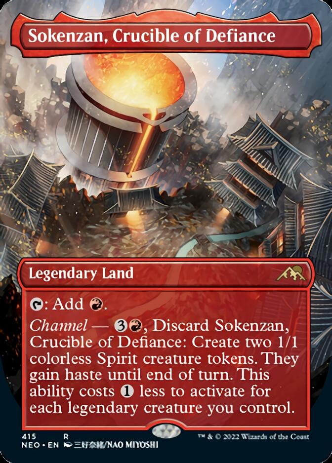 Sokenzan, Crucible of Defiance (Borderless Alternate Art) [Kamigawa: Neon Dynasty] | Anubis Games and Hobby