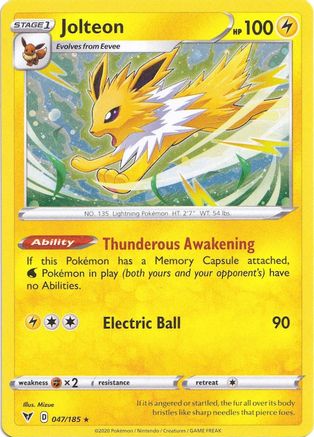 Jolteon (047/185) (Cosmos Holo) [Sword & Shield: Vivid Voltage] | Anubis Games and Hobby