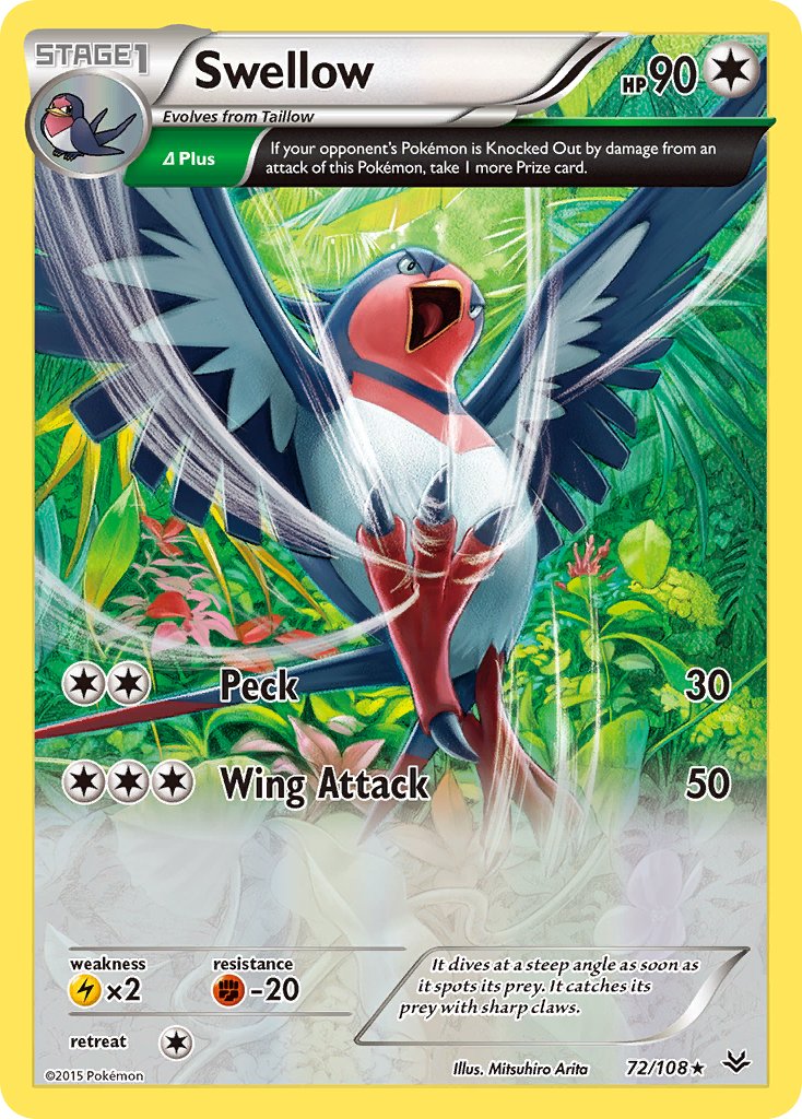 Swellow (72/108) (Theme Deck Exclusive) [XY: Roaring Skies] | Anubis Games and Hobby