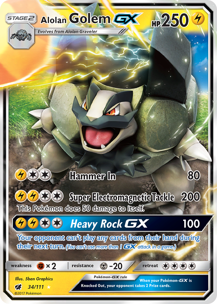 Alolan Golem GX (34/111) [Sun & Moon: Crimson Invasion] | Anubis Games and Hobby