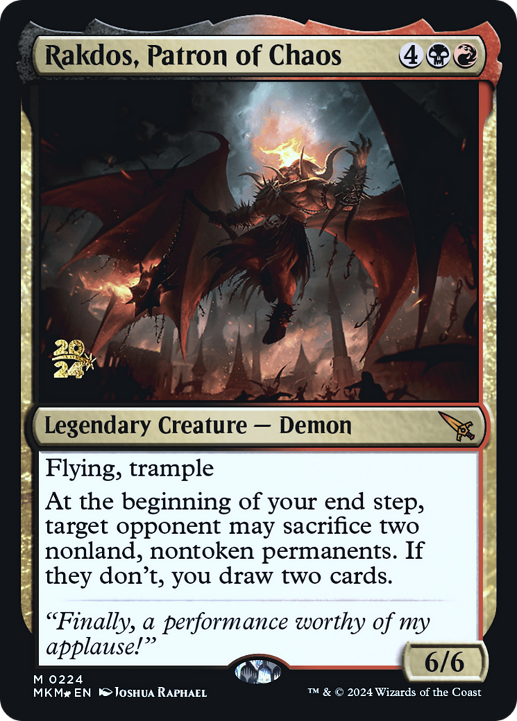 Rakdos, Patron of Chaos [Murders at Karlov Manor Prerelease Promos] | Anubis Games and Hobby