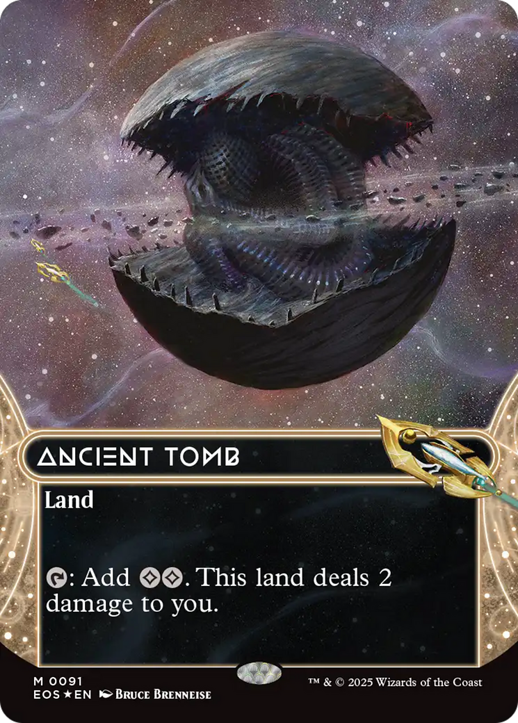 Ancient Tomb (0091) (Borderless) (Galaxy Foil) [Edge of Eternities] | Anubis Games and Hobby