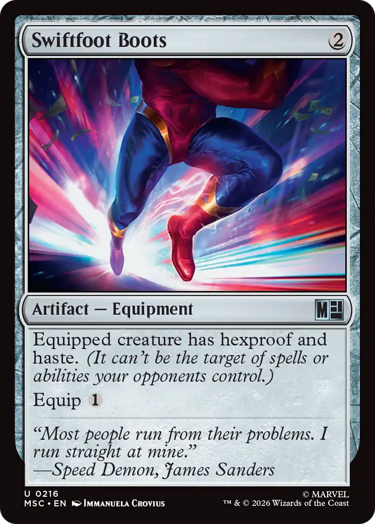 Swiftfoot Boots (Surge Foil) [Marvel Super Heroes Commander] | Anubis Games and Hobby