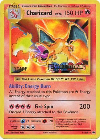 Charizard (11/108) (XY Evolutions Staff Prerelease) [XY: Black Star Promos] | Anubis Games and Hobby