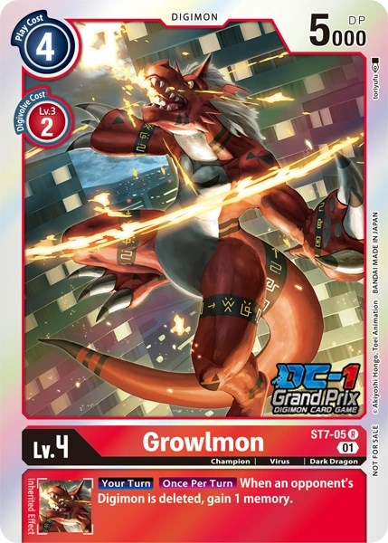 Growlmon [ST7-05] (DC-1 2022 Stamped) [Starter Deck: Gallantmon Promos] | Anubis Games and Hobby