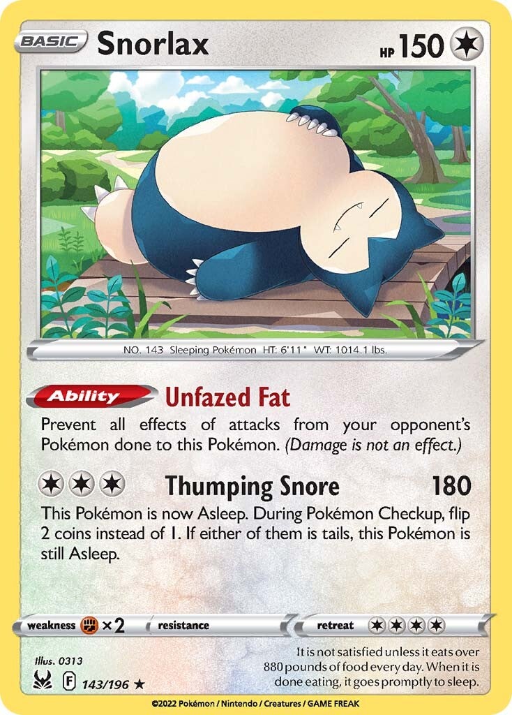 Snorlax (143/196) [Sword & Shield: Lost Origin] | Anubis Games and Hobby