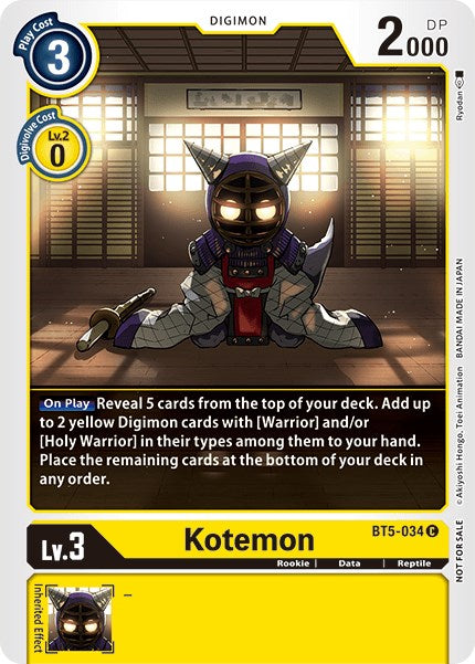 Kotemon [BT5-034] (Tamer Party Vol. 5) [Battle of Omni Promos] | Anubis Games and Hobby