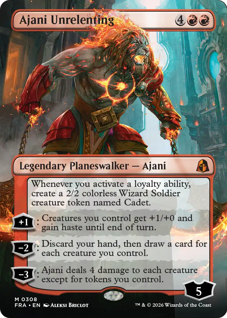 Ajani Unrelenting (Borderless) [Reality Fracture] | Anubis Games and Hobby