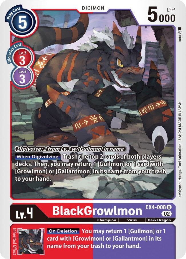 BlackGrowlmon [EX4-008] [Alternative Being Booster] | Anubis Games and Hobby