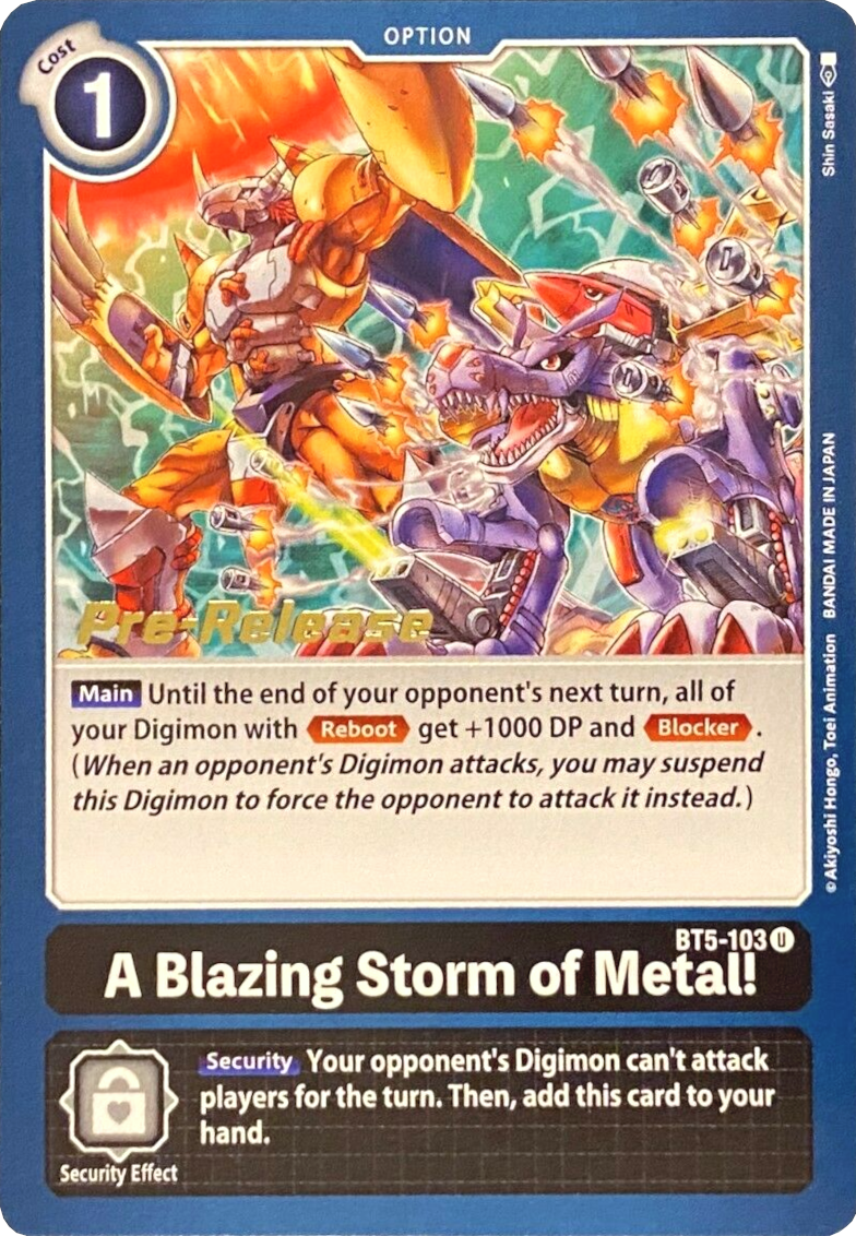 A Blazing Storm of Metal! [BT5-103] [Battle of Omni Pre-Release Promos] | Anubis Games and Hobby