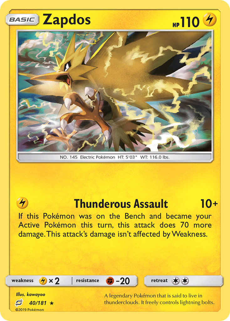 Zapdos (40/181) [Sun & Moon: Team Up] | Anubis Games and Hobby