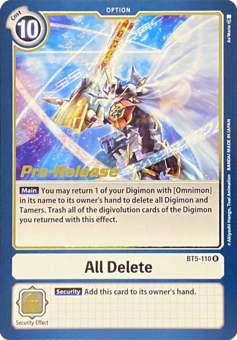 All Delete [BT5-110] [Battle of Omni Pre-Release Promos] | Anubis Games and Hobby