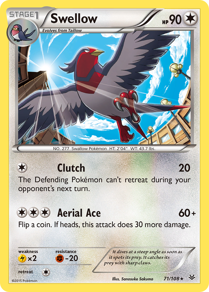 Swellow (71/108) [XY: Roaring Skies] | Anubis Games and Hobby