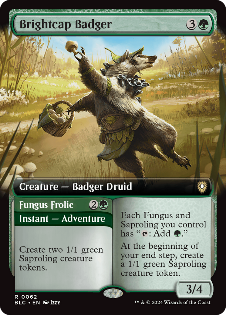 Brightcap Badger // Fungus Frolic (Extended Art) [Bloomburrow Commander] | Anubis Games and Hobby