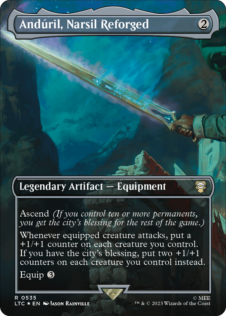 Anduril, Narsil Reforged (Borderless) (Surge Foil) [The Lord of the Rings: Tales of Middle-Earth Commander] | Anubis Games and Hobby