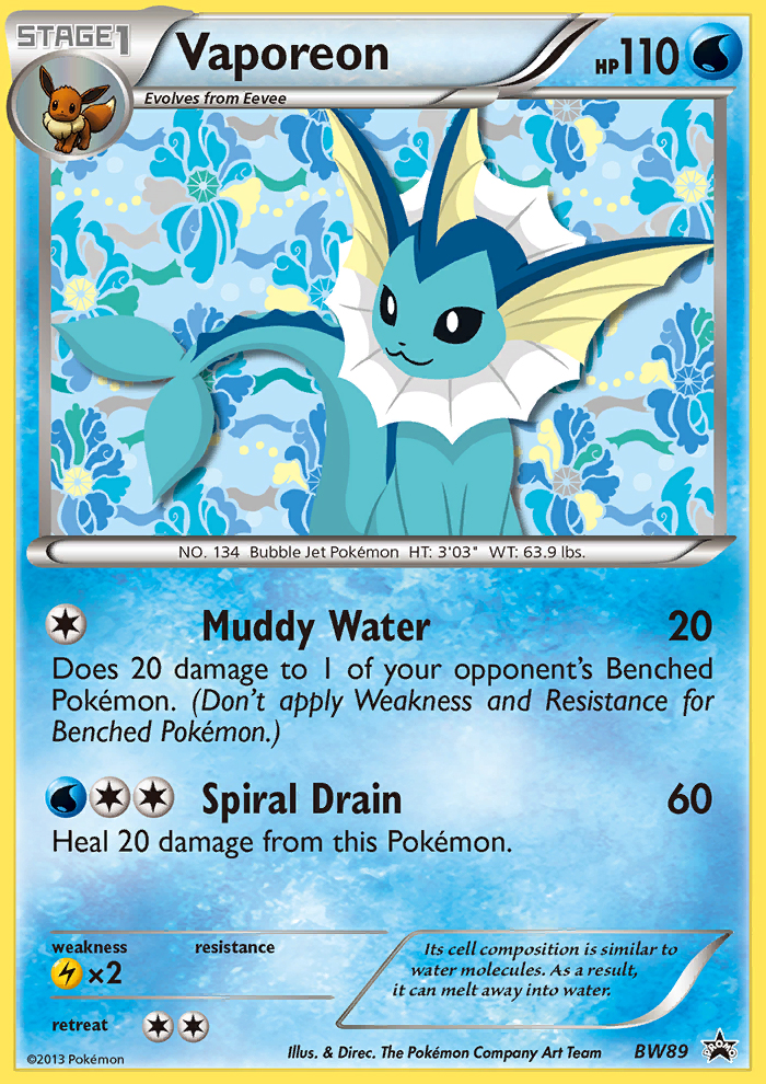 Vaporeon (BW89) [Black & White: Black Star Promos] | Anubis Games and Hobby
