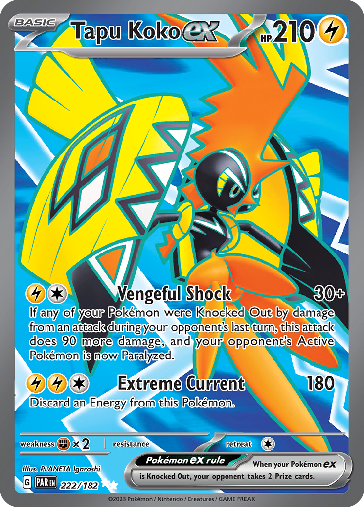 Tapu Koko ex (222/182) [Scarlet & Violet: Paradox Rift] | Anubis Games and Hobby