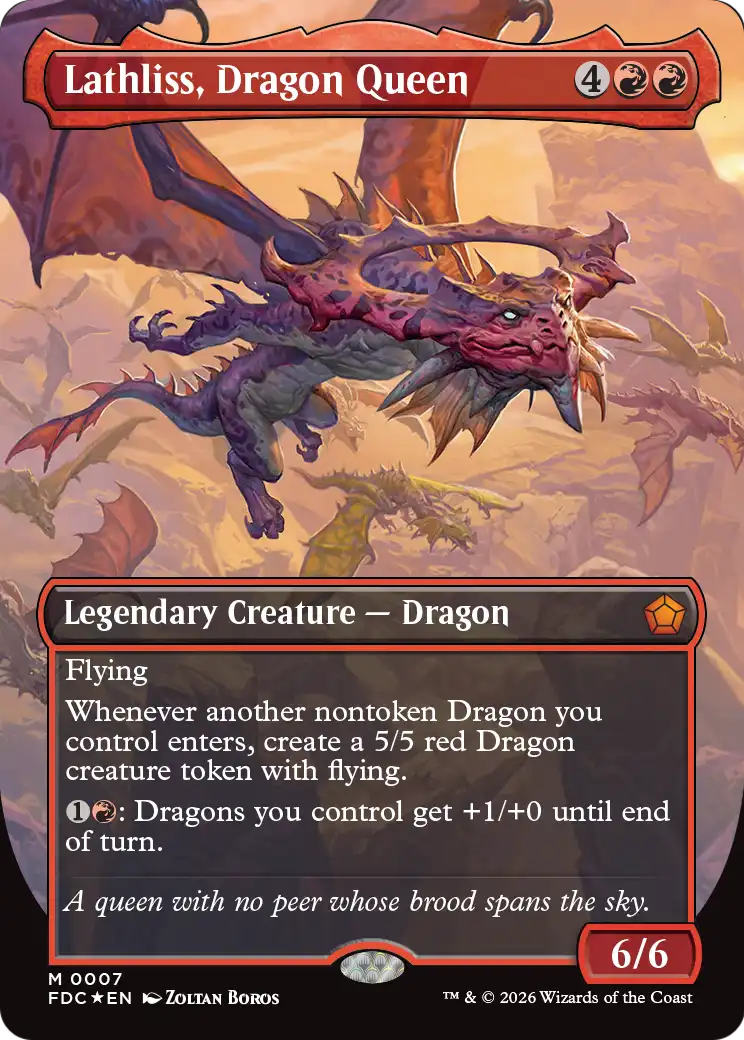 Lathliss, Dragon Queen (Borderless) [Foundations Commander] | Anubis Games and Hobby