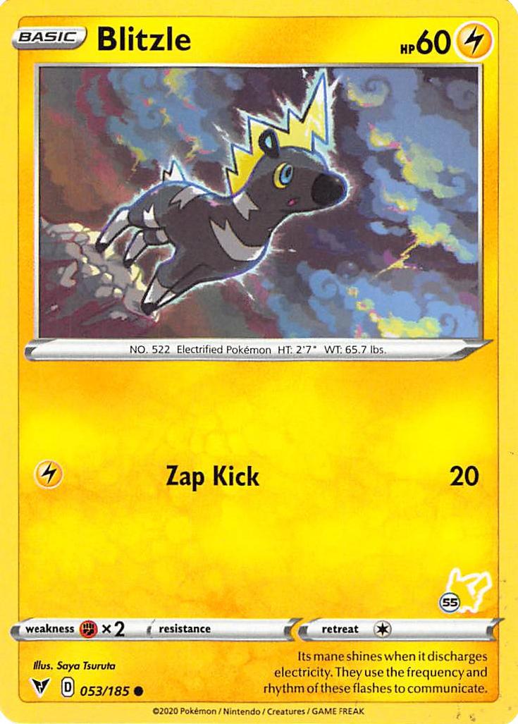 Blitzle (053/185) (Pikachu Stamp #55) [Battle Academy 2022] | Anubis Games and Hobby