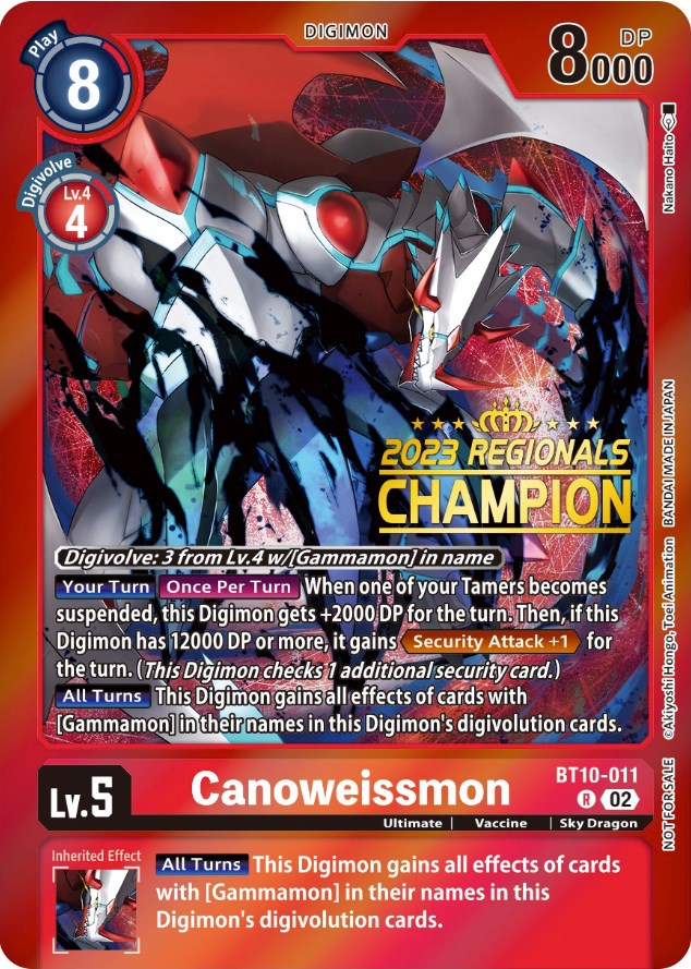 Canoweissmon [BT10-011] (2023 Regionals Champion) [Xros Encounter Promos] | Anubis Games and Hobby