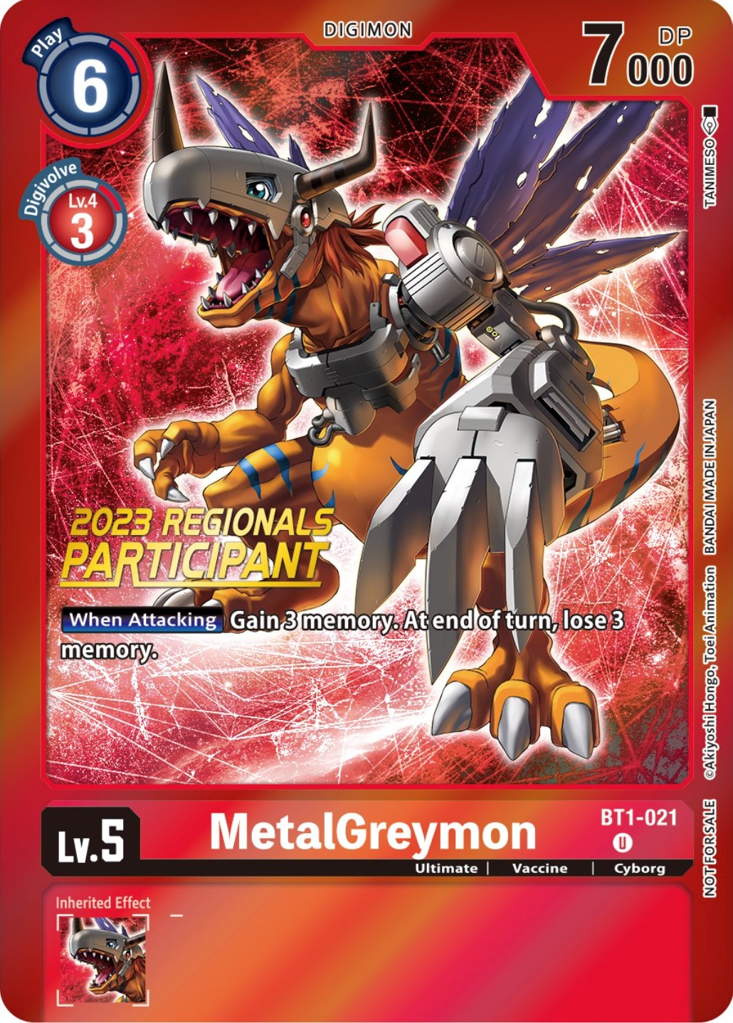 MetalGreymon [BT1-021] (2023 Regionals Participant) [Release Special Booster Promos] | Anubis Games and Hobby