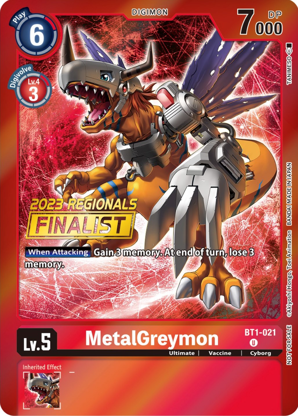 MetalGreymon [BT1-021] (2023 Regionals Finalist) [Release Special Booster Promos] | Anubis Games and Hobby