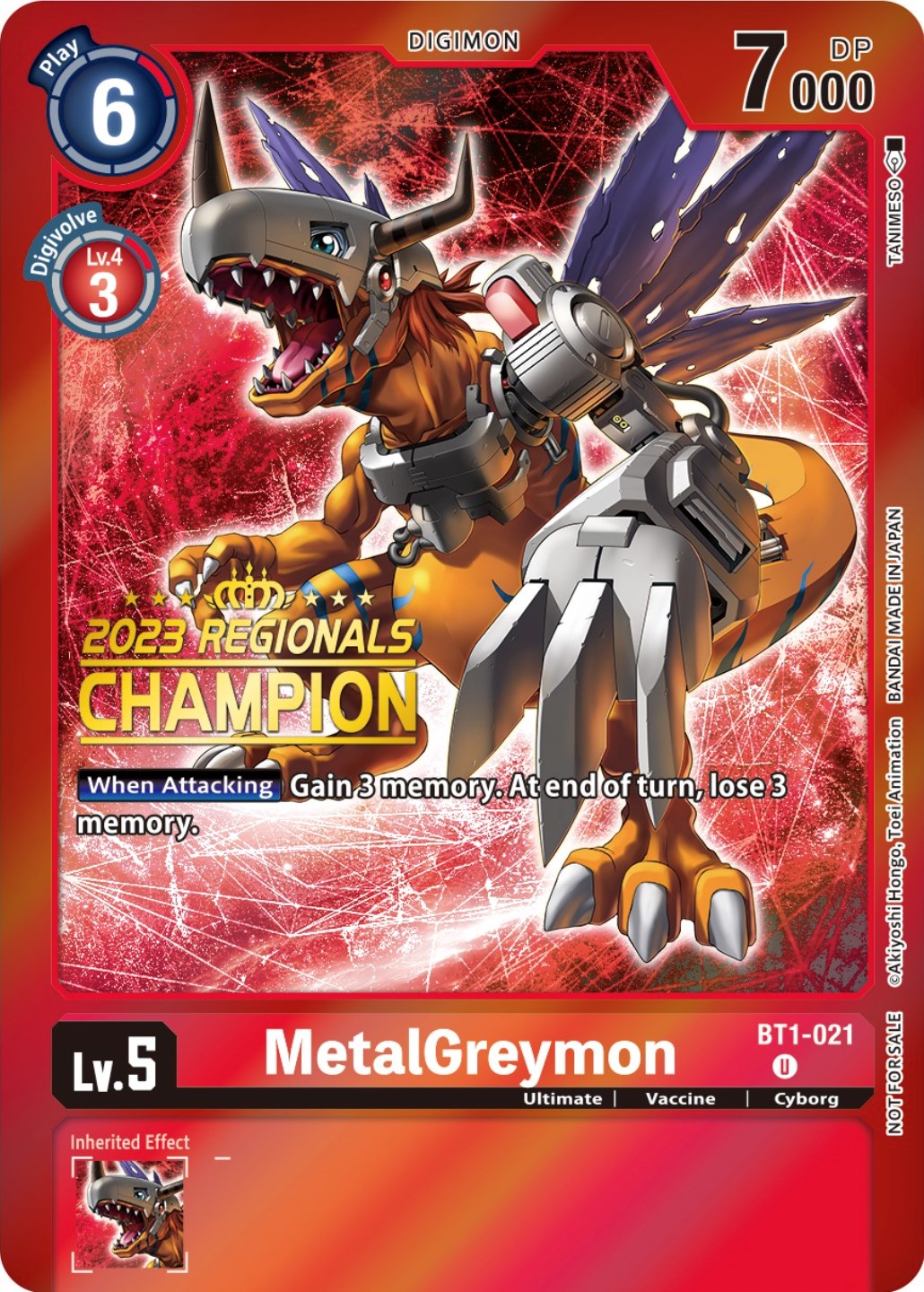 MetalGreymon [BT1-021] (2023 Regionals Champion) [Release Special Booster Promos] | Anubis Games and Hobby