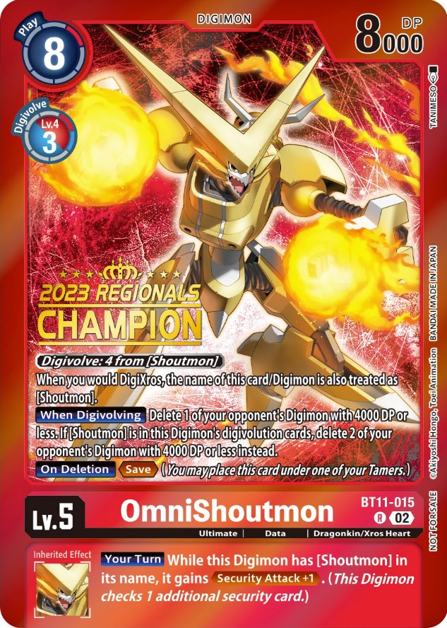 OmniShoutmon [BT11-015] (2023 Regionals Champion) [Dimensional Phase Promos] | Anubis Games and Hobby