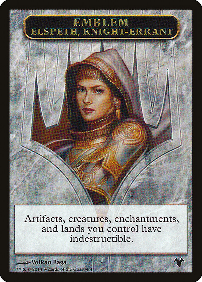 Emblem - Elspeth, Knight-Errant // Soldier Double-Sided Token [Modern Event Deck 2014 Tokens] | Anubis Games and Hobby