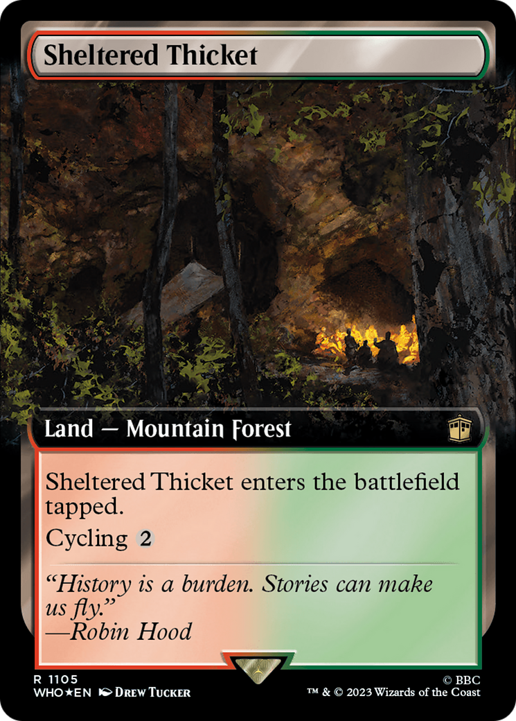 Sheltered Thicket (Extended Art) (Surge Foil) [Doctor Who] | Anubis Games and Hobby