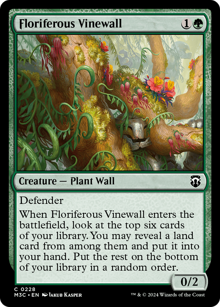 Floriferous Vinewall (Ripple Foil) [Modern Horizons 3 Commander] | Anubis Games and Hobby