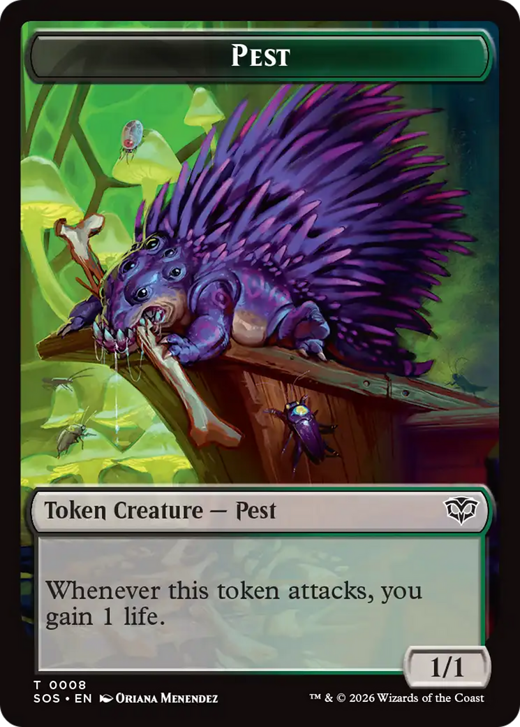 Fractal (0004) // Pest (0008) Double-Sided Token [Secrets of Strixhaven Tokens] | Anubis Games and Hobby