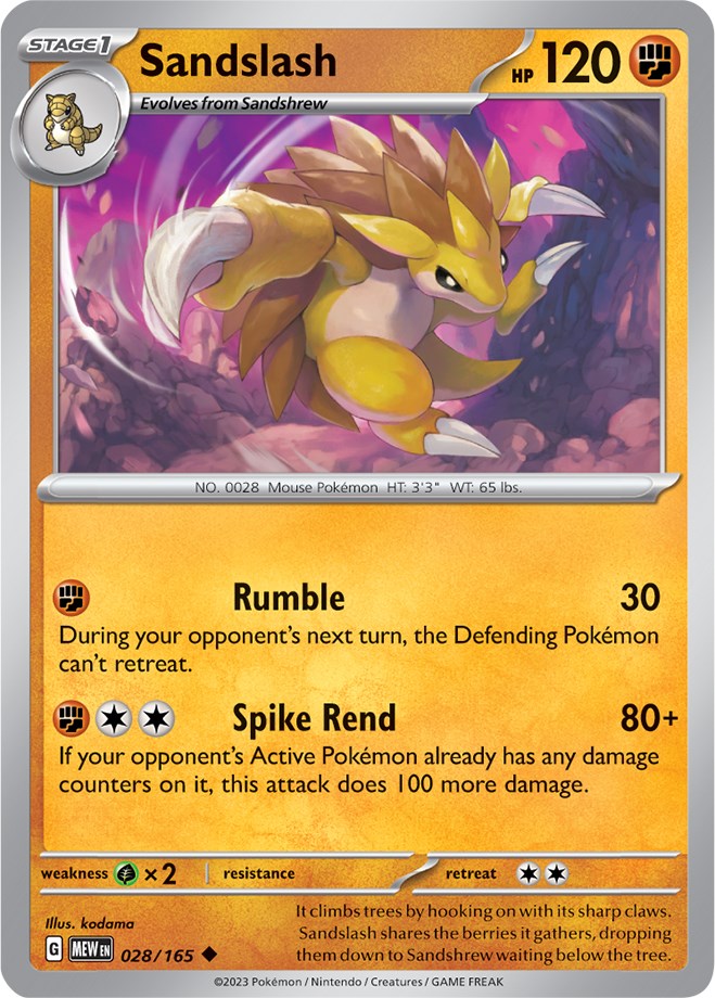 Sandslash (028/165) [Scarlet & Violet: 151] | Anubis Games and Hobby