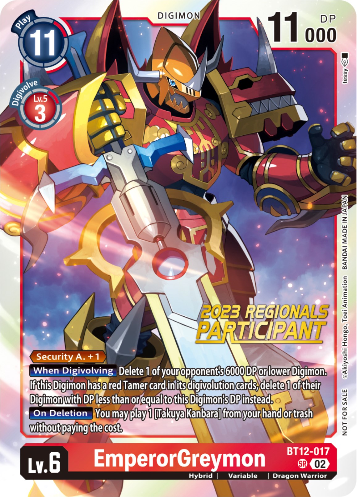 EmperorGreymon [BT12-017] (2023 Regionals Participant) [Across Time] | Anubis Games and Hobby