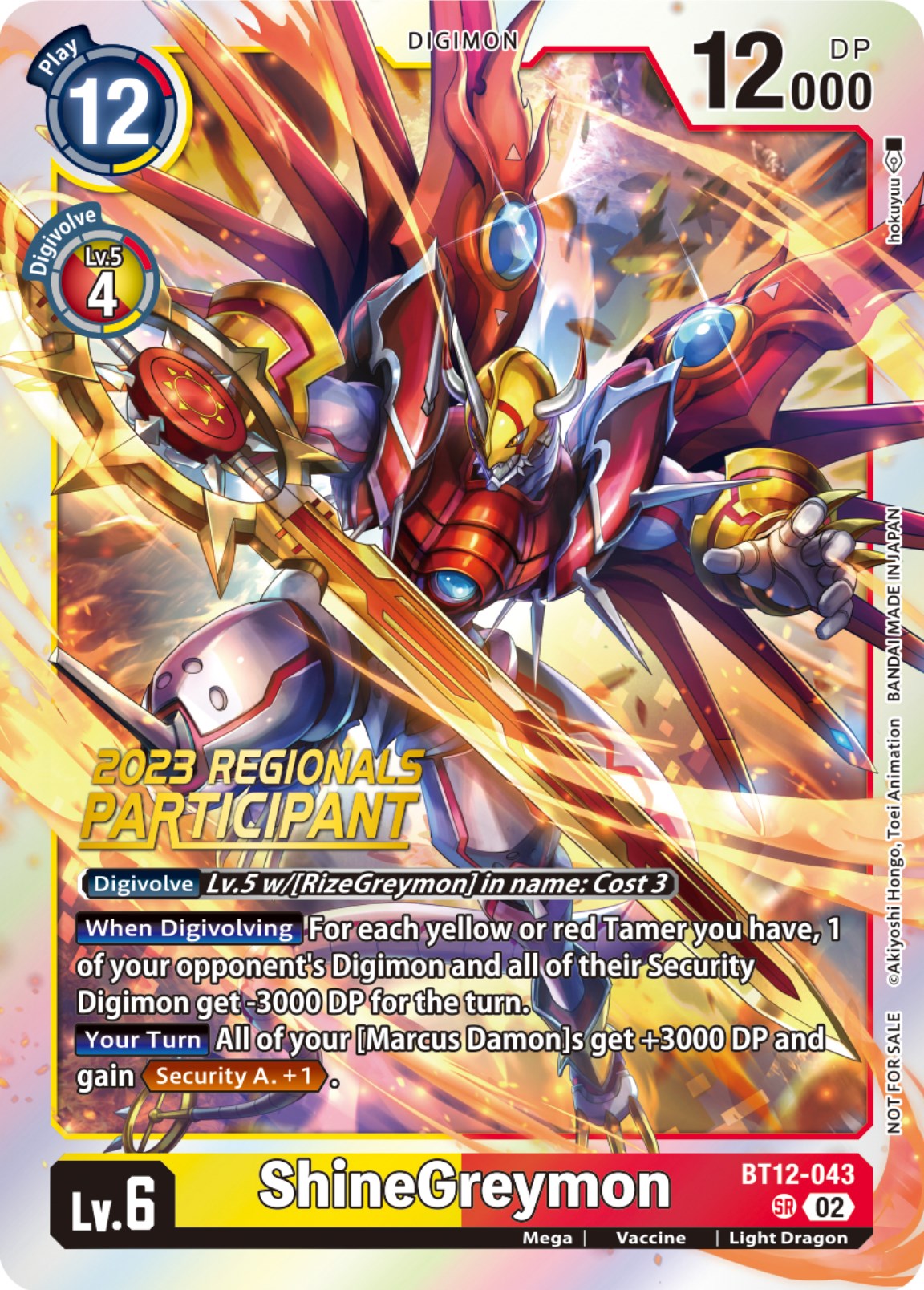 ShineGreymon [BT12-043] (2023 Regionals Participant) [Across Time] | Anubis Games and Hobby