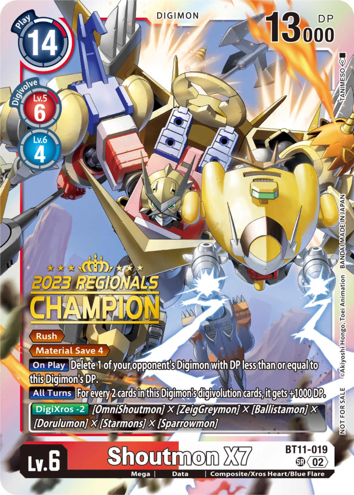 Shoutmon X7 [BT11-019] (2023 Regionals Champion) [Dimensional Phase] | Anubis Games and Hobby