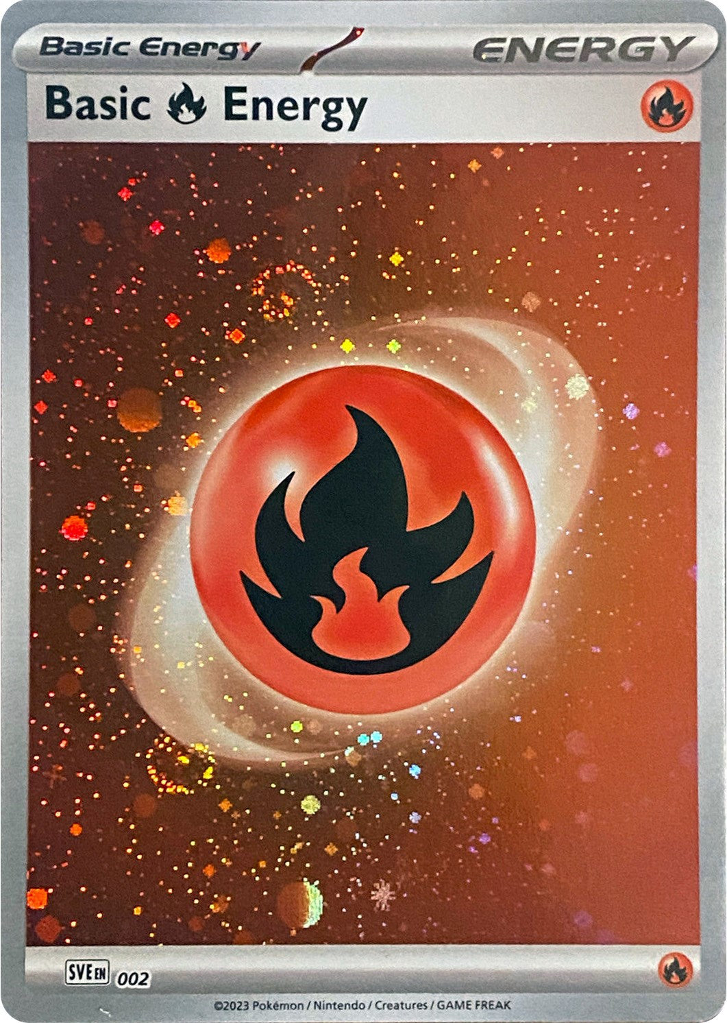 Basic Fire Energy (002) (Cosmos Holo) [Scarlet & Violet: Base Set] | Anubis Games and Hobby