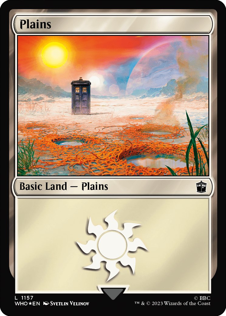 Plains (1157) (Surge Foil) [Doctor Who] | Anubis Games and Hobby