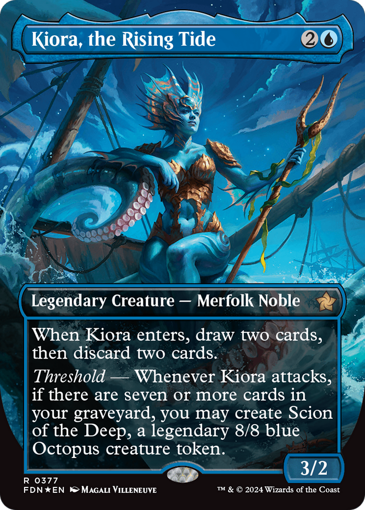 Kiora, the Rising Tide (Borderless) (Mana Foil) [Foundations] | Anubis Games and Hobby