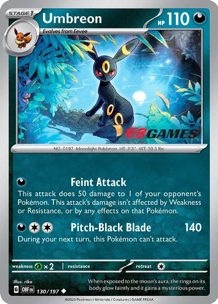 Umbreon (130/197) (EBGames Exclusive) [Scarlet & Violet: Obsidian Flames] | Anubis Games and Hobby