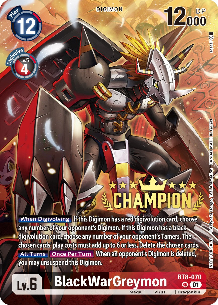 BlackWarGreymon [BT8-070] (Digimon 3-On-3 November 2023 Champion) [New Awakening] | Anubis Games and Hobby