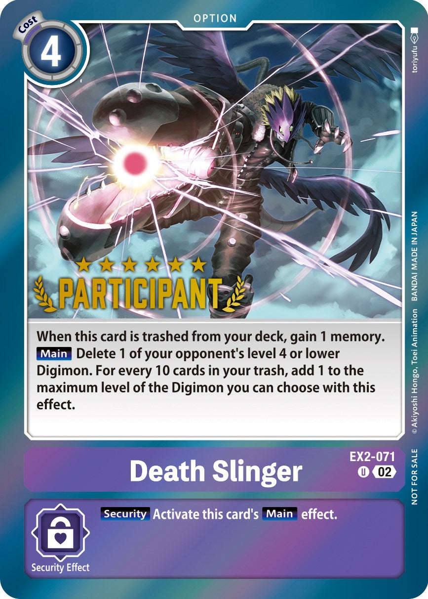 Death Slinger [EX2-071] (Digimon 3-On-3 November 2023 Participation) [Digital Hazard] | Anubis Games and Hobby